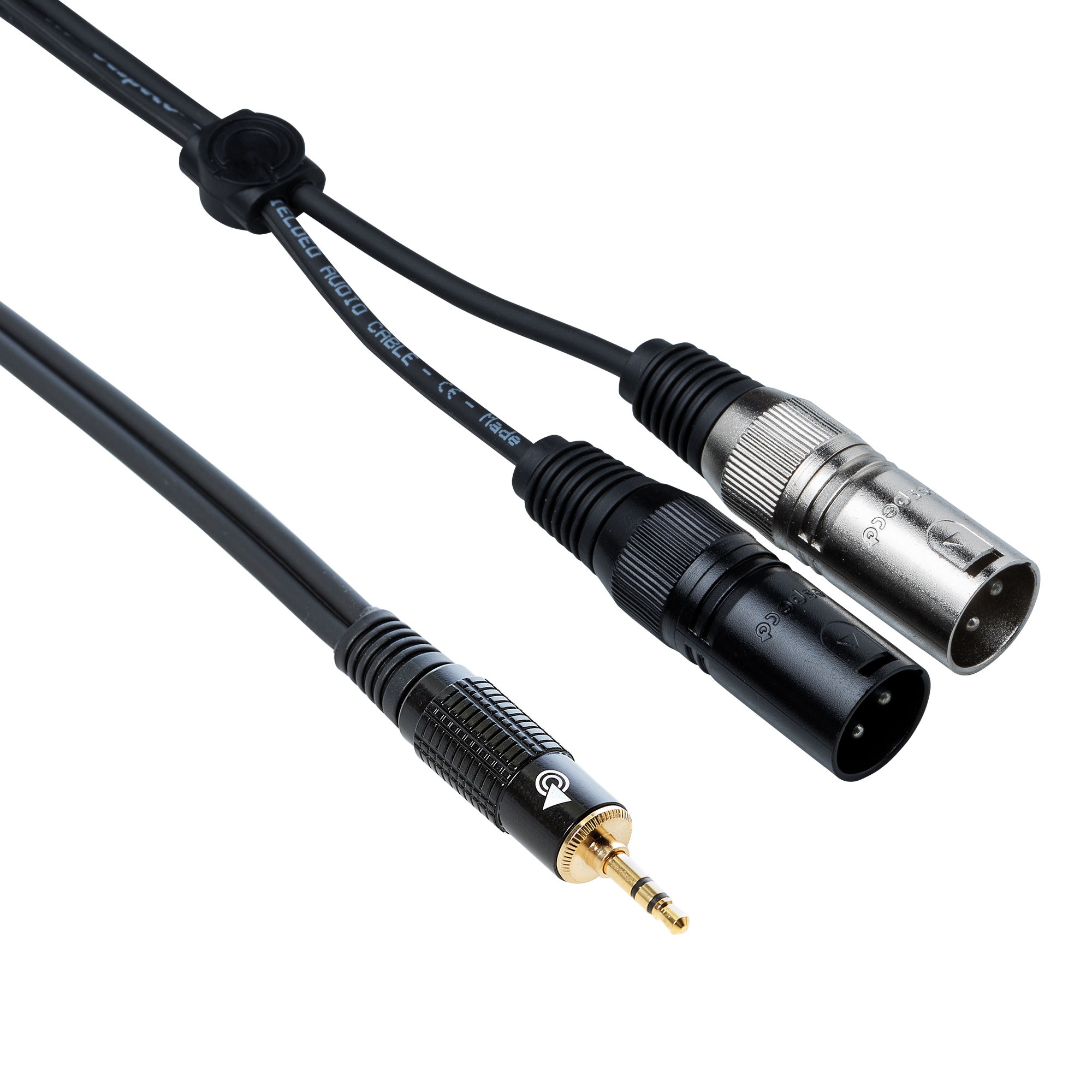 Cavo interlink serie Eagle Pro, realizzato con un mini jack stereo diametro 3,5 mm e due cannon maschi.