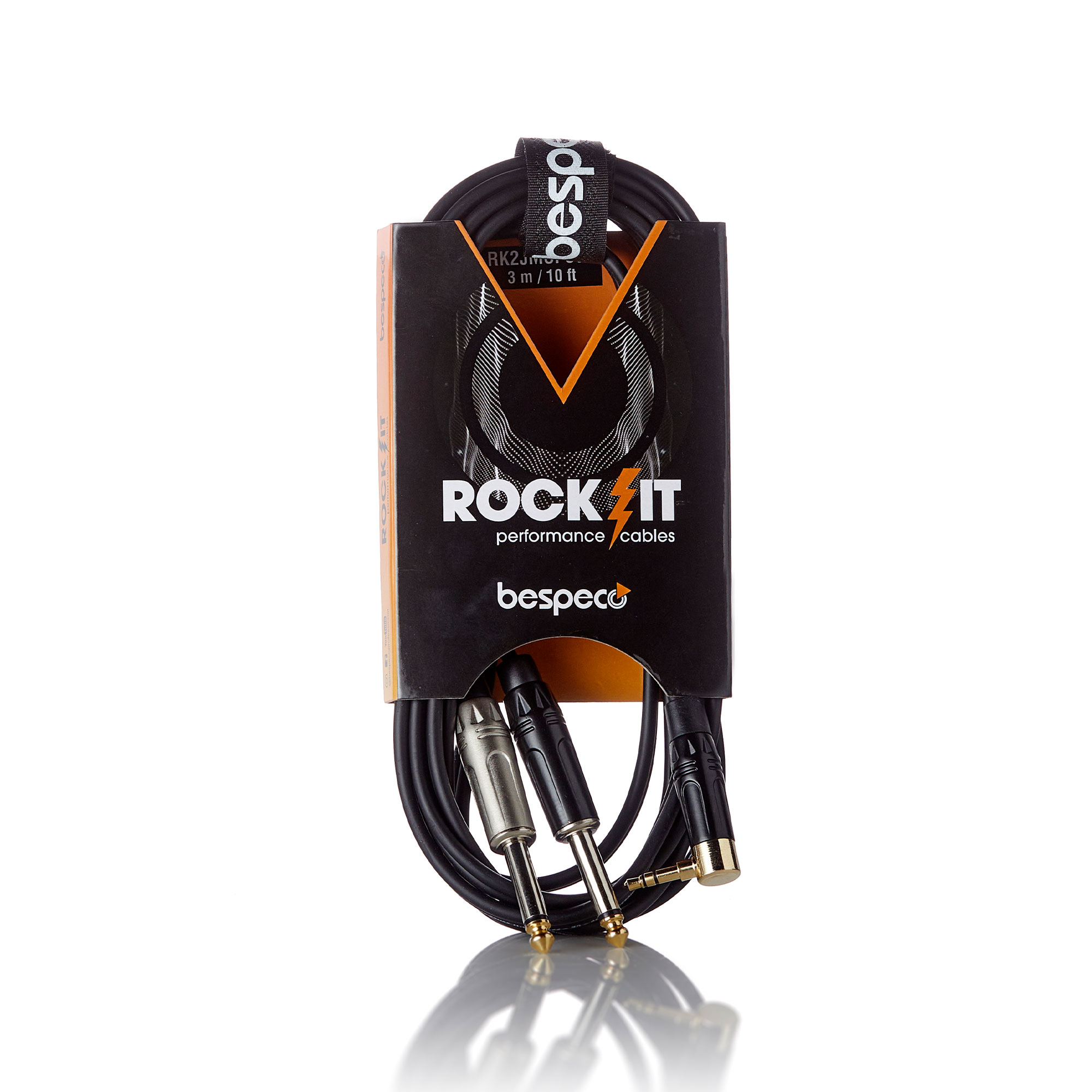 Cavo interlink serie Rock-It - jack stereo Ø 3,5 mm 90° - 2 x jack Ø 6,3 mm