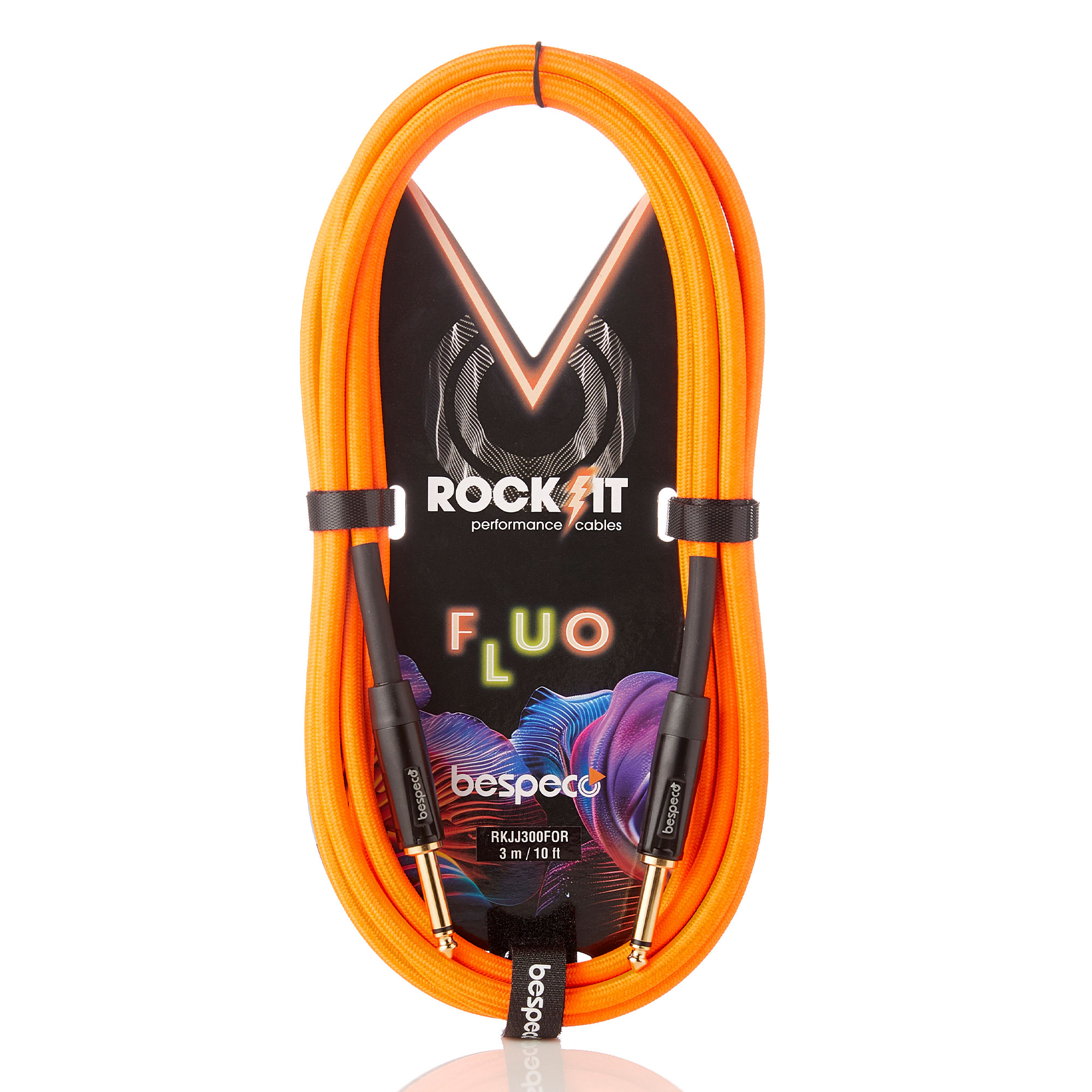 Cavo assemblato serie Rock-It Fluo, jack 6,3 mm - jack 6,3 mm, arancione fluorescente